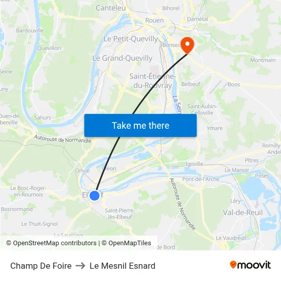 Champ De Foire to Le Mesnil Esnard map