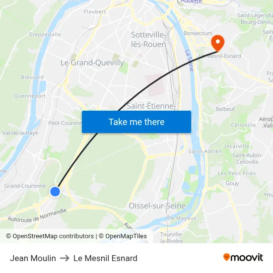 Jean Moulin to Le Mesnil Esnard map