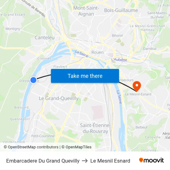 Embarcadere Du Grand Quevilly to Le Mesnil Esnard map