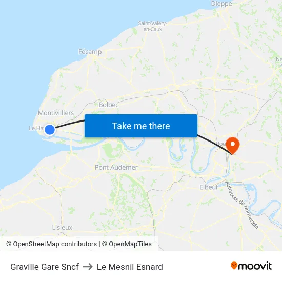 Graville Gare Sncf to Le Mesnil Esnard map
