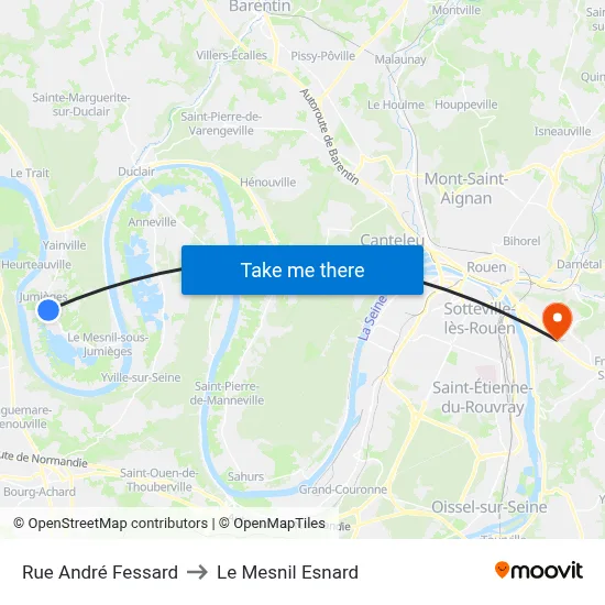 Rue André Fessard to Le Mesnil Esnard map
