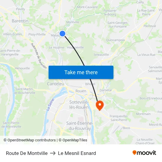Route De Montville to Le Mesnil Esnard map