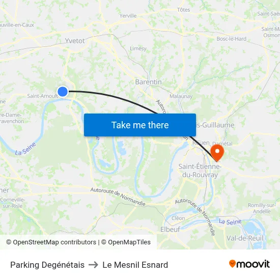 Parking Degénétais to Le Mesnil Esnard map