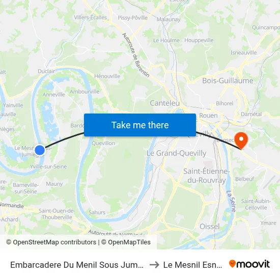 Embarcadere Du Menil Sous Jumiège to Le Mesnil Esnard map