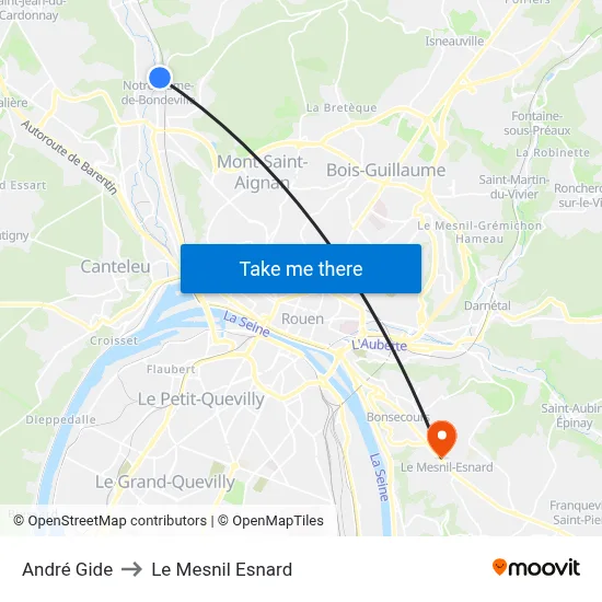 André Gide to Le Mesnil Esnard map