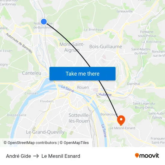 André Gide to Le Mesnil Esnard map