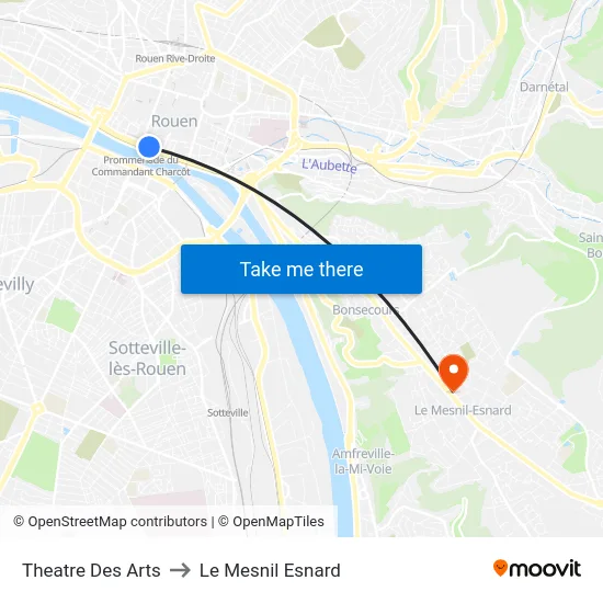 Theatre Des Arts to Le Mesnil Esnard map