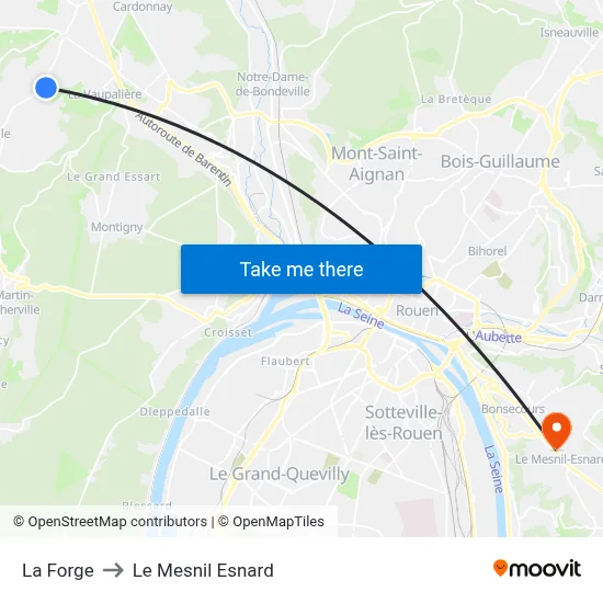 La Forge to Le Mesnil Esnard map