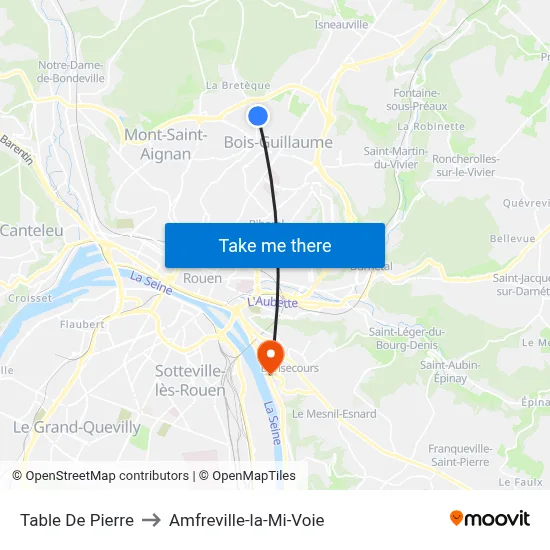 Table De Pierre to Amfreville-la-Mi-Voie map