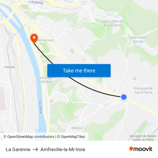 La Garenne to Amfreville-la-Mi-Voie map