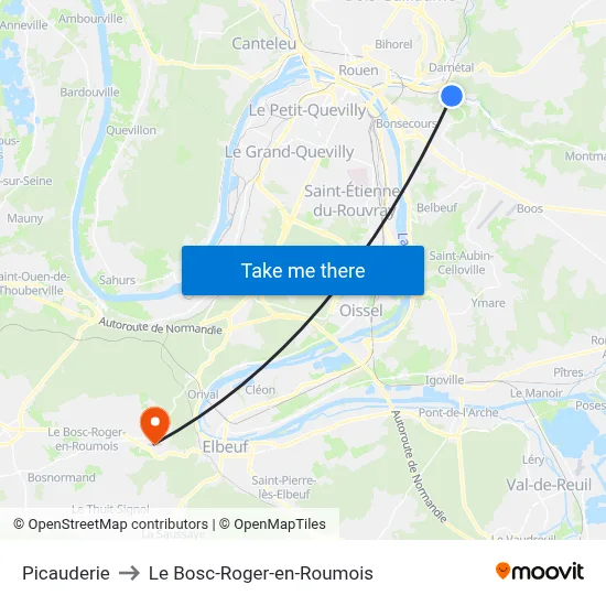 Picauderie to Le Bosc-Roger-en-Roumois map