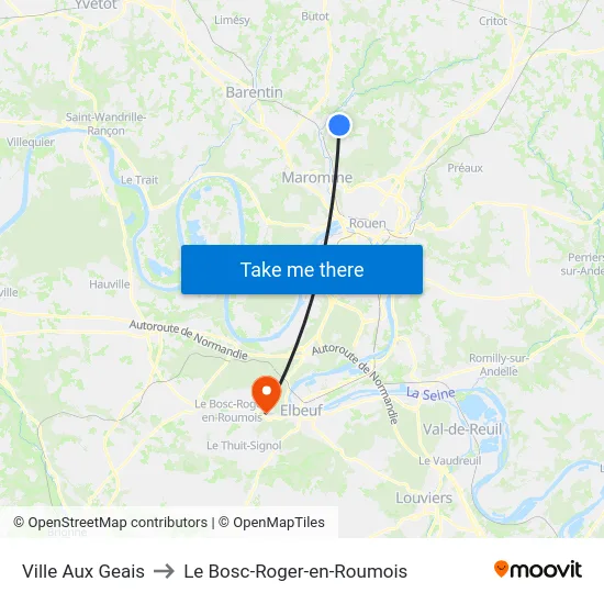 Ville Aux Geais to Le Bosc-Roger-en-Roumois map