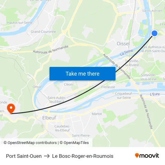Port Saint-Ouen to Le Bosc-Roger-en-Roumois map