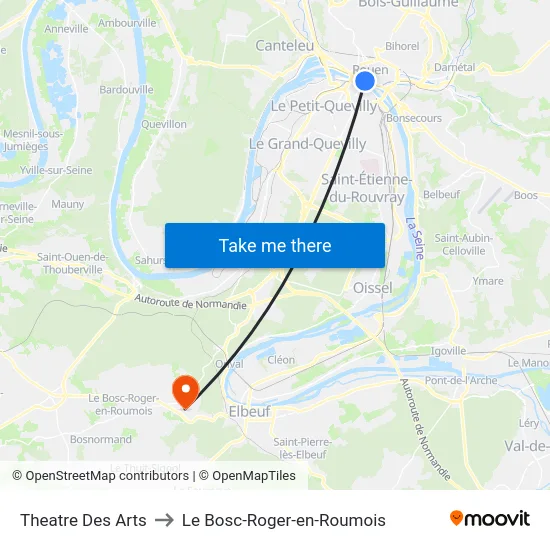 Theatre Des Arts to Le Bosc-Roger-en-Roumois map