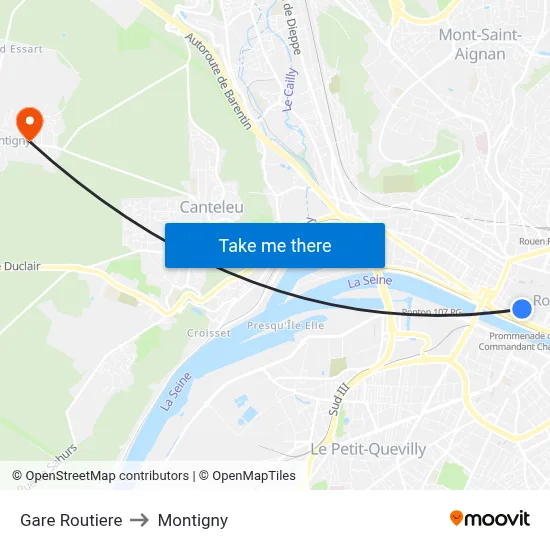Gare Routiere to Montigny map