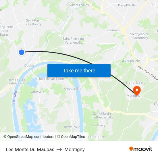 Les Monts Du Maupas to Montigny map