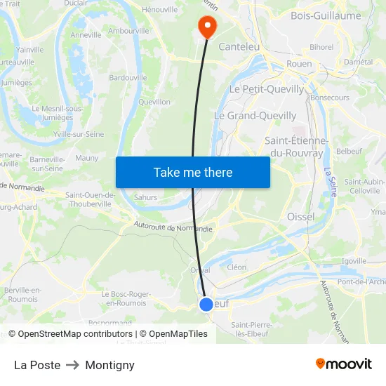 La Poste to Montigny map