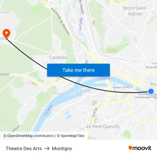 Théatre Des Arts to Montigny map