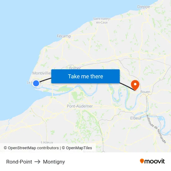 Rond-Point to Montigny map
