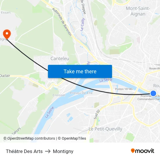 Théâtre Des Arts to Montigny map