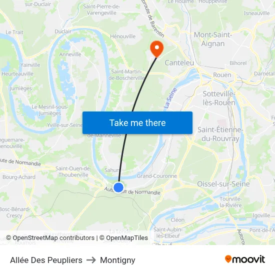Allée Des Peupliers to Montigny map