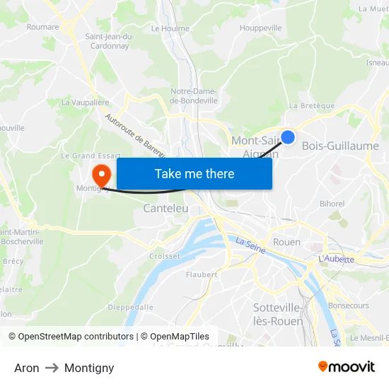 Aron to Montigny map