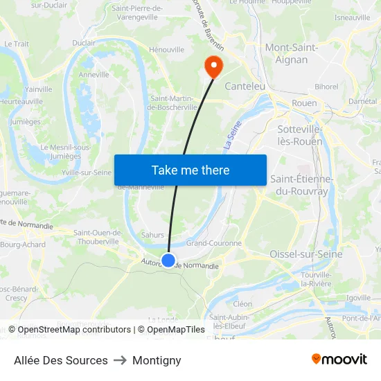 Allée Des Sources to Montigny map