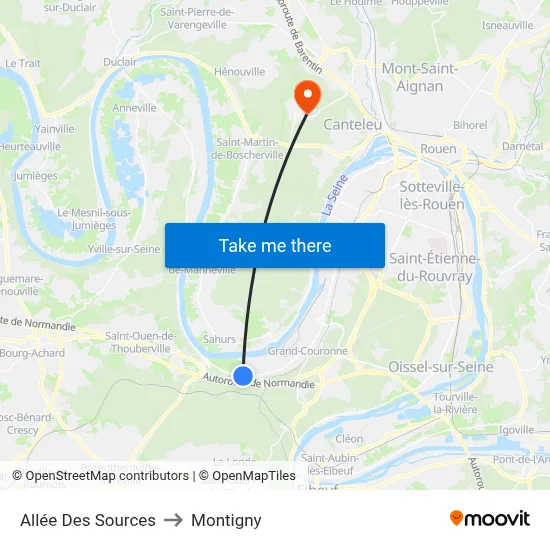 Allée Des Sources to Montigny map