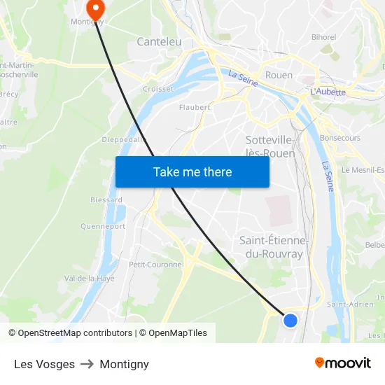 Les Vosges to Montigny map
