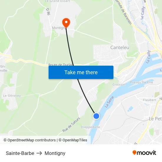 Sainte-Barbe to Montigny map