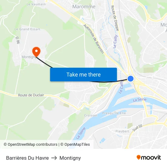 Barrières Du Havre to Montigny map