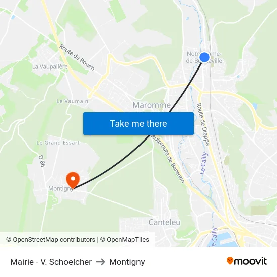 Mairie - V. Schoelcher to Montigny map