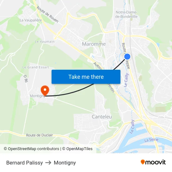 Bernard Palissy to Montigny map