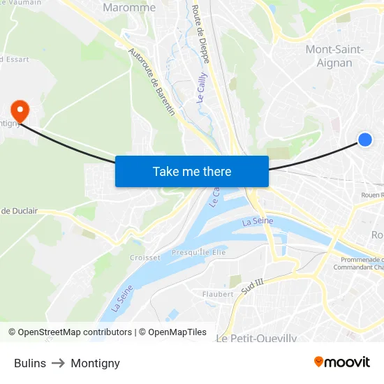 Bulins to Montigny map