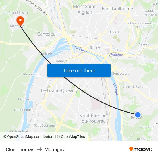 Clos Thomas to Montigny map
