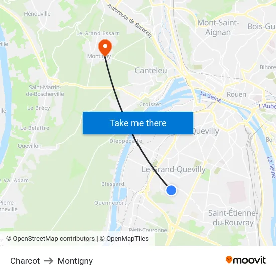 Charcot to Montigny map