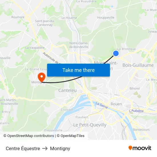Centre Équestre to Montigny map