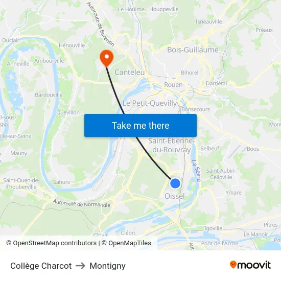 Collège Charcot to Montigny map
