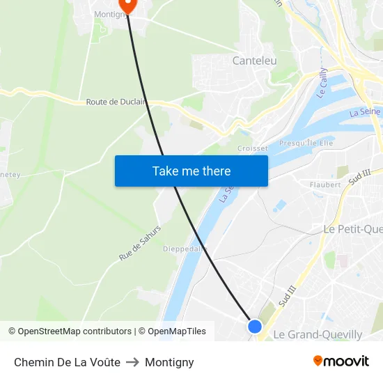 Chemin De La Voûte to Montigny map