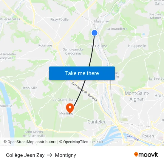 Collège Jean Zay to Montigny map
