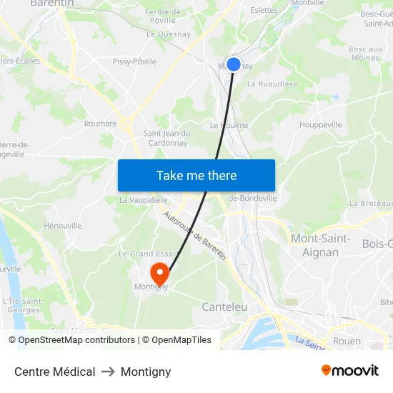 Centre Médical to Montigny map