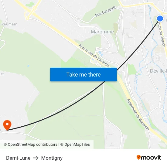 Demi-Lune to Montigny map