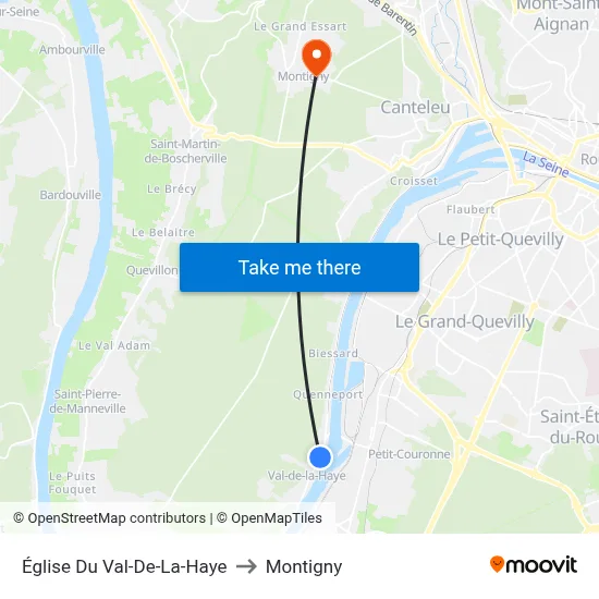 Église Du Val-De-La-Haye to Montigny map