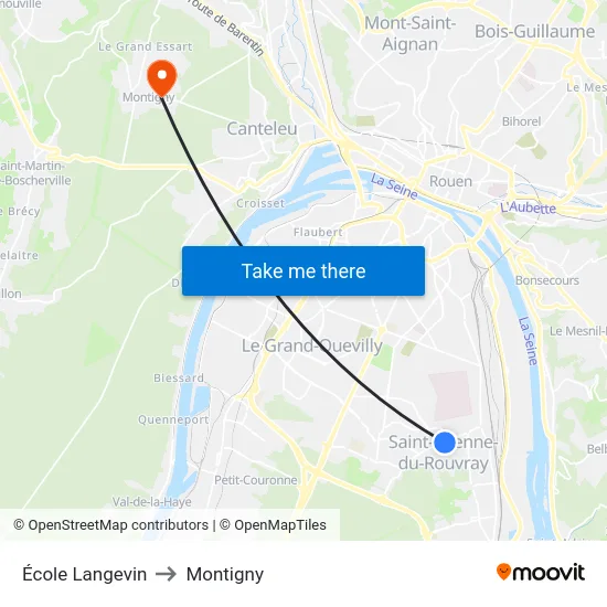 École Langevin to Montigny map