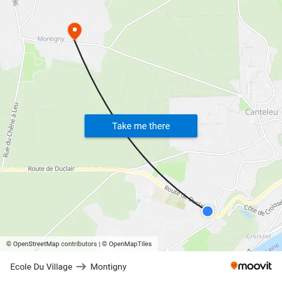 Ecole Du Village to Montigny map