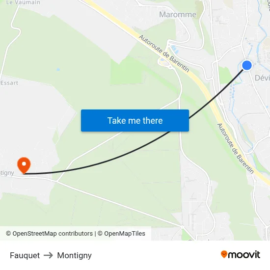Fauquet to Montigny map