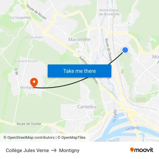 Collège Jules Verne to Montigny map