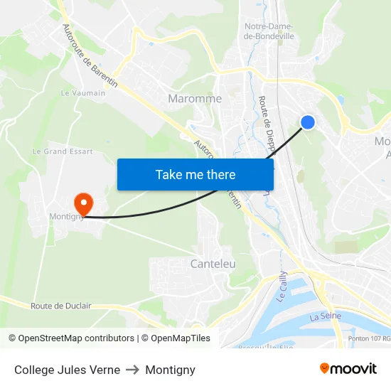 College Jules Verne to Montigny map
