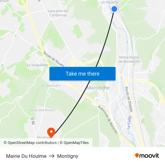 Mairie Du Houlme to Montigny map