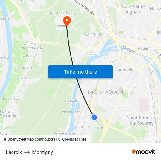Lacroix to Montigny map